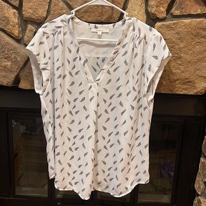 Sheer blouse, feathers design, loose fitting, originally from Stitch Fix
